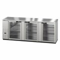 Hoshizaki America Refrigerator, Three Section, Stainless Steel Back Bar Back Bar, Glass Doors,  BB95-G-S